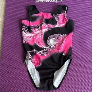 Pink and Black Destira Gymnastics Leotard. Size is CXL